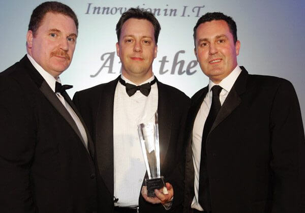 James Grennan and Dave McMahon accepting their award at the Enterprise Awards, Oct 2010