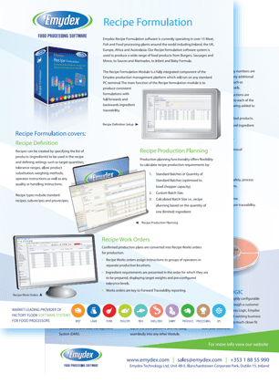 Emydex Software Brochure Recipe Formulation