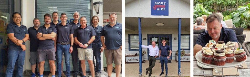 Left: most of the Emydex Brisbane office team. Centre: Grassdale feedlot. Right: Carl Brennan